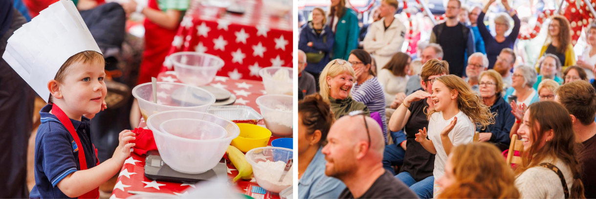 children enjoy abergavenny food festival cooking and dancing 